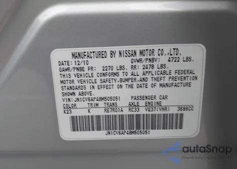 2011 Infiniti G37 Journey z USA, uszkodzony, nr VIN JN1CV6AP4BM505051